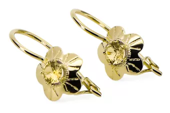 Bijoux vintage Des boucles d'oreilles Péridot jaune Or jaune 14 carats vec028y